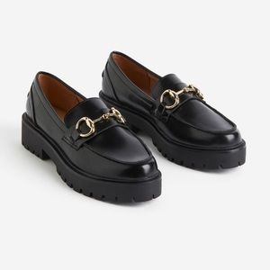 NEW Black and Gold Chunky Loafers